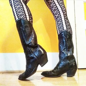 Tony Lama Black High Quality Leather Cowboy Boots